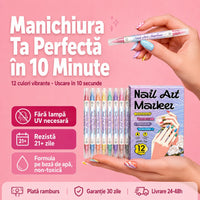 Nail Art Marker — Set 12 Markere Profesionale cu Dublu Vârf