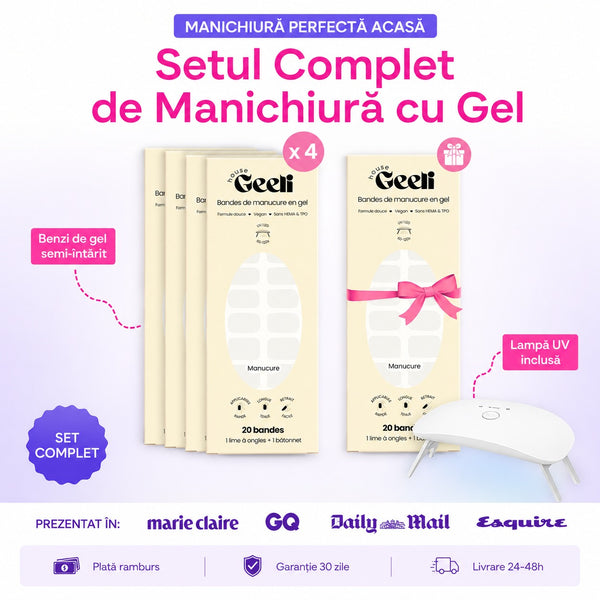 Geeli Nails  Set Complet Benzi Gel Semi-ntarit + Lampa UV