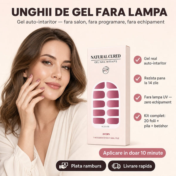 Natural Cured Gel Nail Wraps — Fără Lampă UV · Se Întărește la Aer