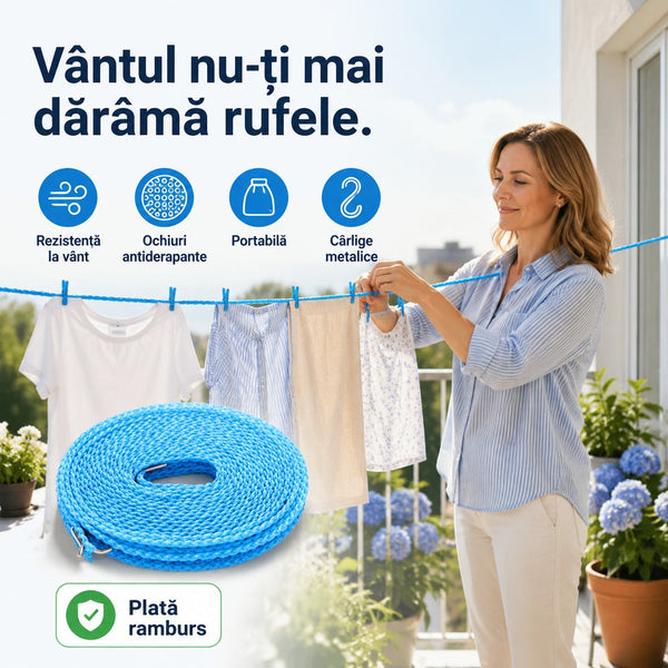 Snur de Rufe Portabil — Antiderapant, Rezistent la Vânt