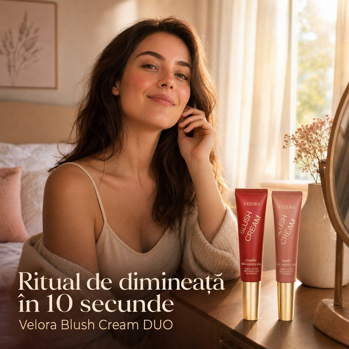 Velora Blush Cream — Lifestyle café moment